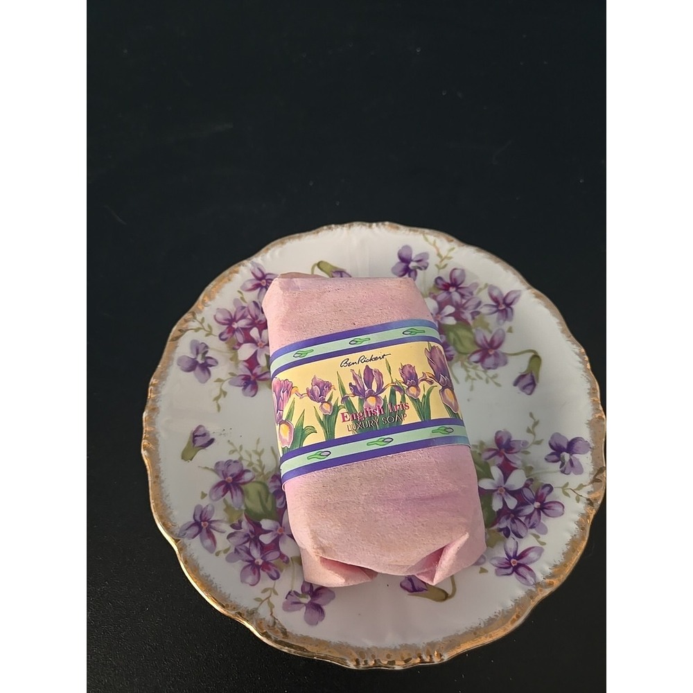 Vintage Ben‎ Rickert Luxury Soap Bar English Iris Scented & Dish